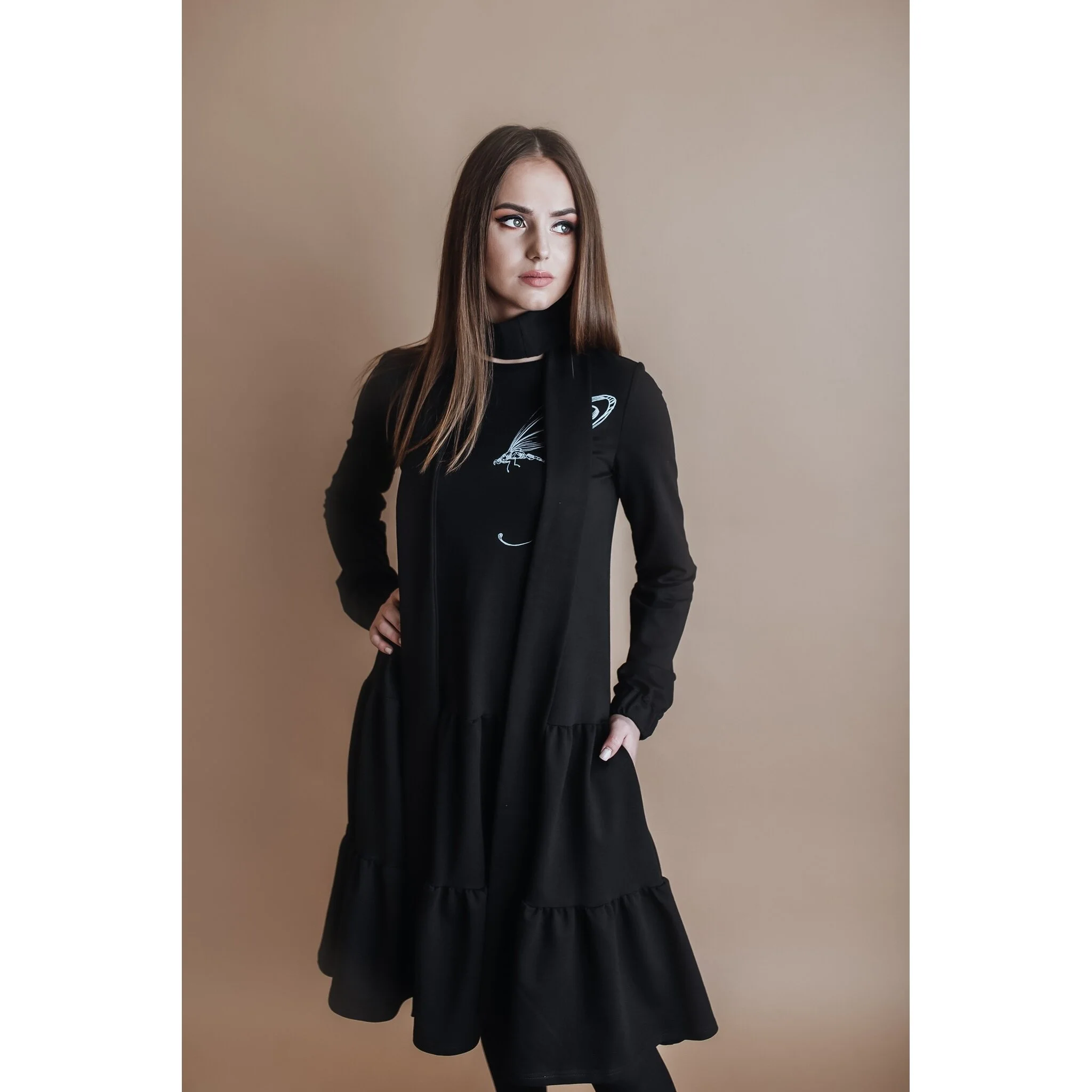 Suknelė ilgomis rankovėmis su raukinukais "Laumžirgis" - Image 3